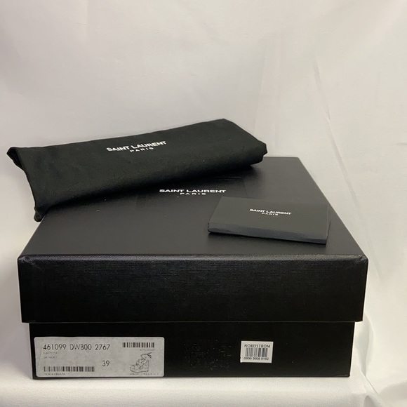 Saint Laurent Leather Espadrille Wedge Brown Sz 39 - Picture 10 of 11